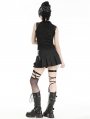 Black Gothic Hot Girl Punk Buckle Studded Mini Skirt