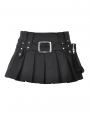 Black Gothic Hot Girl Punk Buckle Studded Mini Skirt