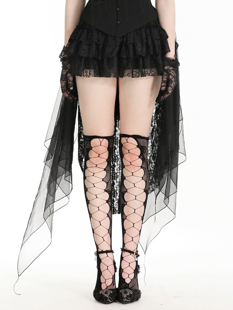 Black Gothic Basel Skirt Support with Irregular Tail