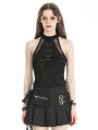 Black Gothic Decadent Punk Sleeveless Halter Top for Women