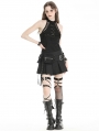 Black Gothic Decadent Punk Sleeveless Halter Top for Women