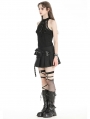 Black Gothic Decadent Punk Sleeveless Halter Top for Women