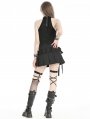 Black Gothic Decadent Punk Sleeveless Halter Top for Women