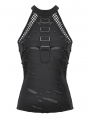 Black Gothic Decadent Punk Sleeveless Halter Top for Women