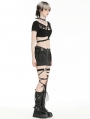 Black Gothic Punk Rock Motorcycle Crop Top for Women