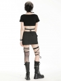 Black Gothic Punk Rock Motorcycle Crop Top for Women