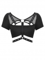 Black Gothic Punk Rock Motorcycle Crop Top for Women