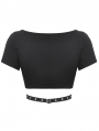 Black Gothic Punk Rock Motorcycle Crop Top for Women