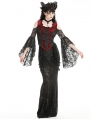 Black and Red Retro Gothic Victorian Off-the-Shoulder Top for Women