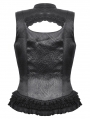 Black Gothic Lace Ruffle Trim Tie-Up Sleeveless Top for Women