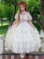 Creamy Off-the-Shoulder Princess Tiered Classic Lolita OP Dress