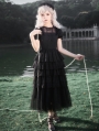 Black Gothic Puff Sleeves Ruffle Tiered Victorian Lolita OP Dress