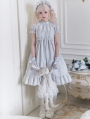 Blue Sweet Doll High Waist Cotton Rose Print Lolita OP Dress