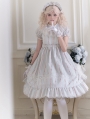 Blue Sweet Doll High Waist Cotton Rose Print Lolita OP Dress