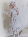 Blue Sweet Doll High Waist Cotton Rose Print Lolita OP Dress