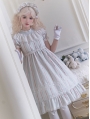 Blue Sweet Doll High Waist Cotton Rose Print Lolita OP Dress