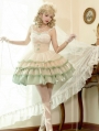 Champagne and Green Lace Trim Tiered Classic Lolita JSK Dress