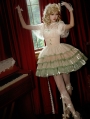 Champagne and Green Lace Trim Tiered Classic Lolita JSK Dress