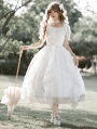 White Fairy Irregular Layered Ruffle Trim Classic Lolita OP Dress