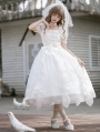 White Fairy Irregular Layered Ruffle Trim Classic Lolita OP Dress