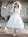 White Fairy Irregular Layered Ruffle Trim Classic Lolita OP Dress