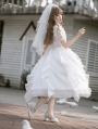 White Fairy Irregular Layered Ruffle Trim Classic Lolita OP Dress