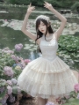 Beige Fantasy Princess Tiered Short Classic Tulle Lolita JSK Dress