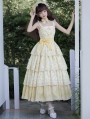 Yellow Floral Embroidery Print Tiered Classic Lolita JSK Dress