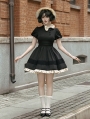 Black Classic Daily Short Lolita OP Dress with Detachable Bowknot