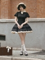 Black Classic Daily Short Lolita OP Dress with Detachable Bowknot