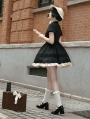 Black Classic Daily Short Lolita OP Dress with Detachable Bowknot