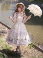 Purple Platycodon Grandiflorum Floral Print Classic Lolita OP Dress