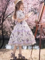 Purple Platycodon Grandiflorum Floral Print Classic Lolita OP Dress