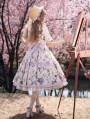 Purple Platycodon Grandiflorum Floral Print Classic Lolita OP Dress