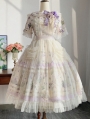 Purple Platycodon Grandiflorum Floral Print Classic Lolita OP Dress