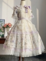 Purple Platycodon Grandiflorum Floral Print Classic Lolita OP Dress