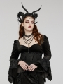 Black Gothic Dark Demon Horn Bead Flower Headwear