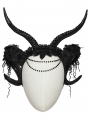 Black Gothic Dark Demon Horn Bead Flower Headwear