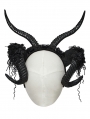 Black Gothic Dark Demon Horn Bead Flower Headwear