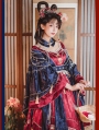 Blue and Red Printed Beading Opera Style Classic Lolita OP Dress