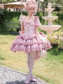 Champagne/Green/Pink/Black Princess Bow Ruffle Sweet Lolita OP Dress