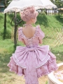 Champagne/Green/Pink/Black Princess Bow Ruffle Sweet Lolita OP Dress