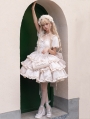 Champagne/Green/Pink/Black Princess Bow Ruffle Sweet Lolita OP Dress