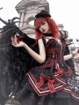 Black and Red Dark Bat Embroidery Zipper Gothic Lolita JSK Dress