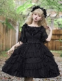 Black Tiered Ruffle Lace Overlay Retro Gothic Lolita JSK Dress