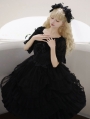 Black Tiered Ruffle Lace Overlay Retro Gothic Lolita JSK Dress