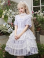 Light Purple and White Drawstring Lace Overlay Classic Lolita OP Dress