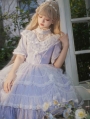 Light Purple and White Drawstring Lace Overlay Classic Lolita OP Dress