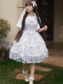 Light Purple and White Drawstring Lace Overlay Classic Lolita JSK Dress