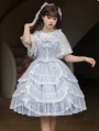 Light Purple and White Drawstring Lace Overlay Classic Lolita JSK Dress